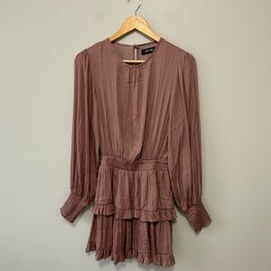 Do + Be Mauve Long Sleeve Tiered Dress Size Small